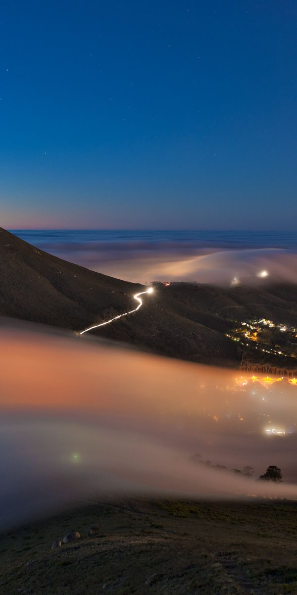 Breathtaking Cape Town Nightscape: Fog, Mountain, and City Lights in 4K