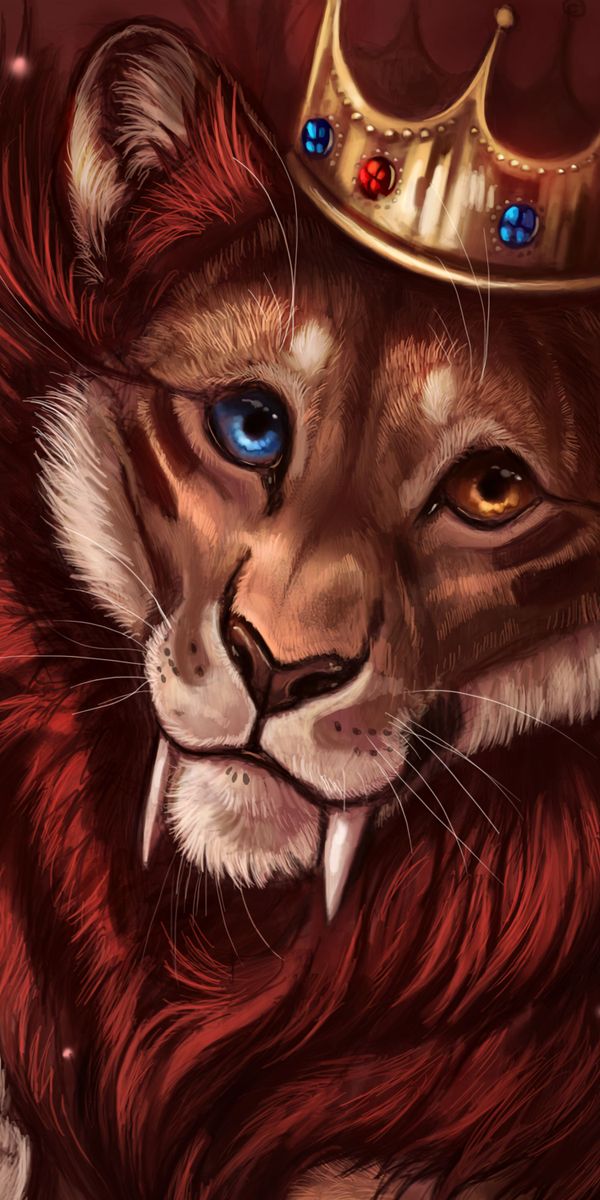 High-Quality Phone Wallpaper of a Regal Lion Wearing a Crown