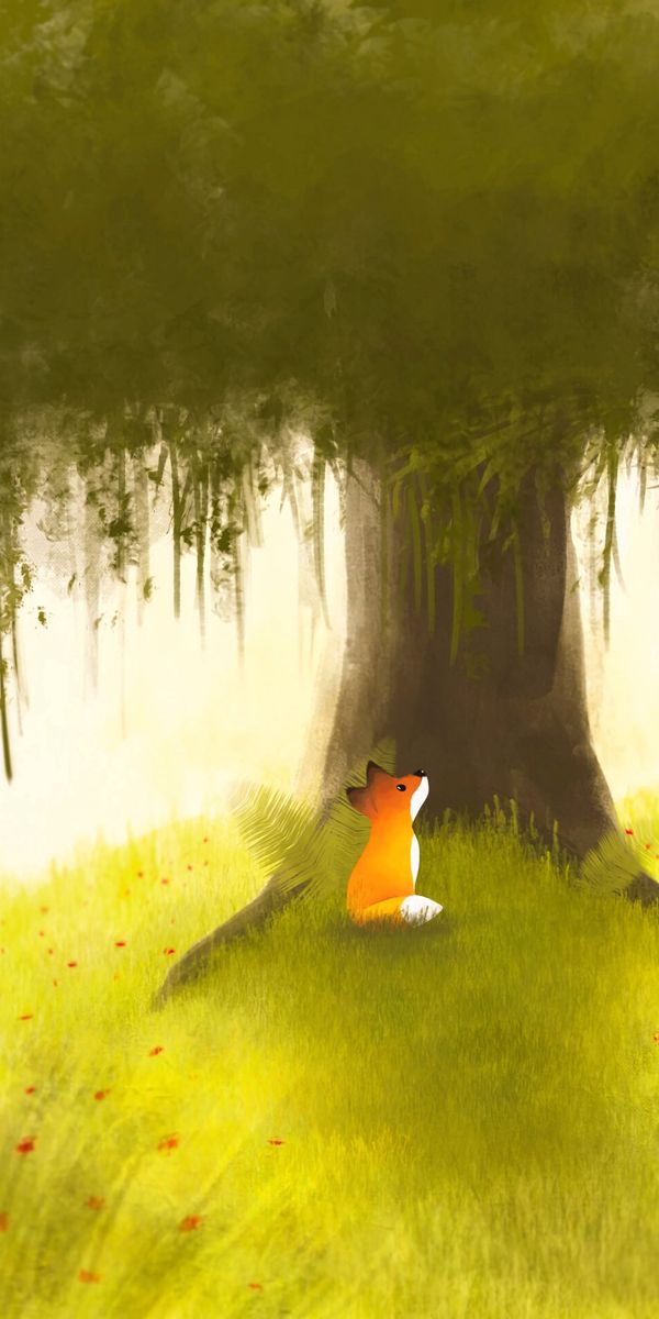 Charming Fox Under a Lush Green Tree