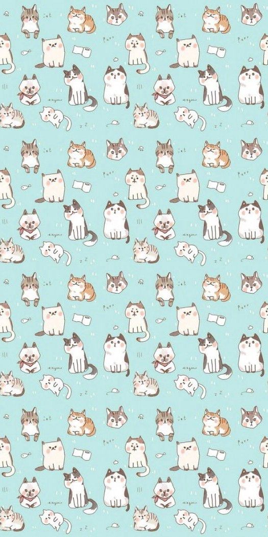 Delightful mobile wallpaper featuring playful kittens on a soft blue background