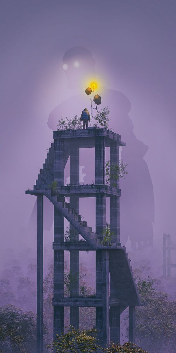 Phone wallpaper: Tower, Lonely, Loneliness, Alone, Art free download