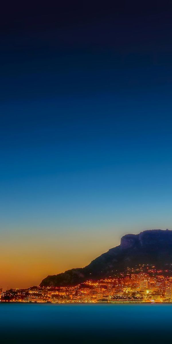 Phone wallpaper: Monaco, Twilight, Horizon, Scenic, Cities, Man Made, Mountain, City free download