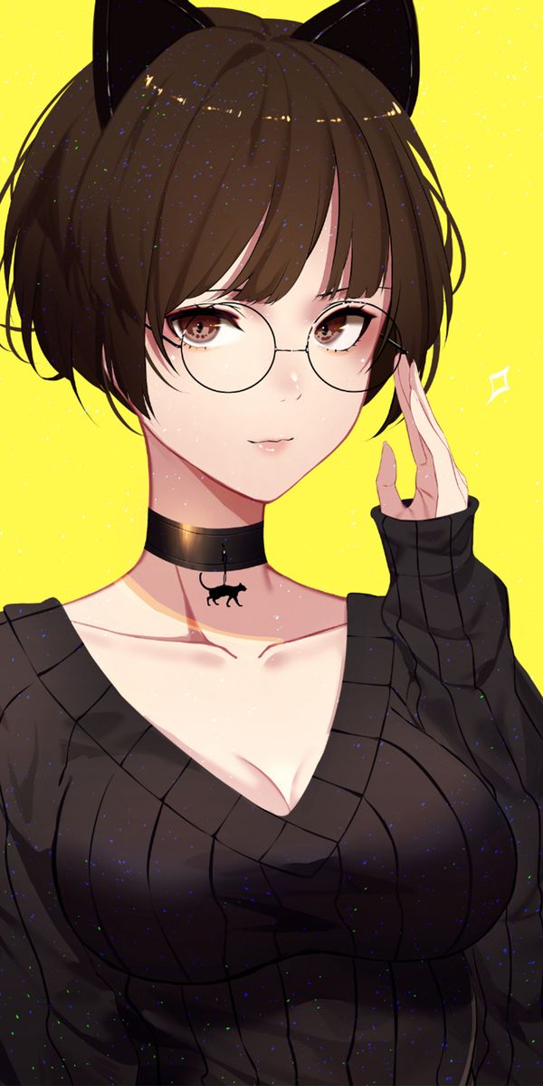 Phone wallpaper: Anime, Girl, Glasses free download