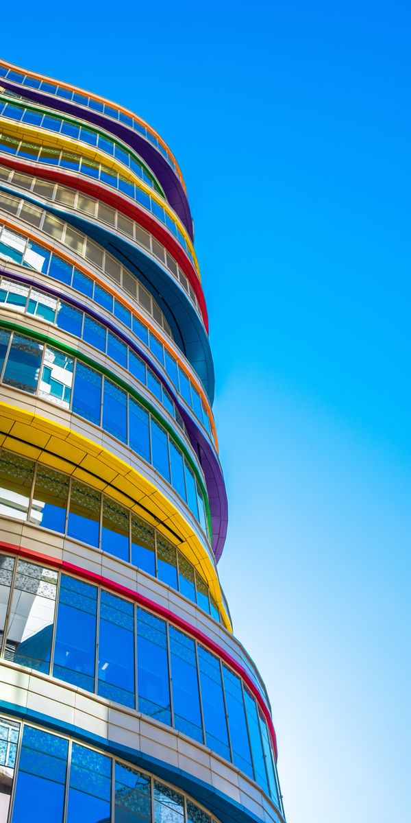 Phone wallpaper: Up To Date, Facade, Modern, Building, Motley, Architecture, Multicolored, Minimalis