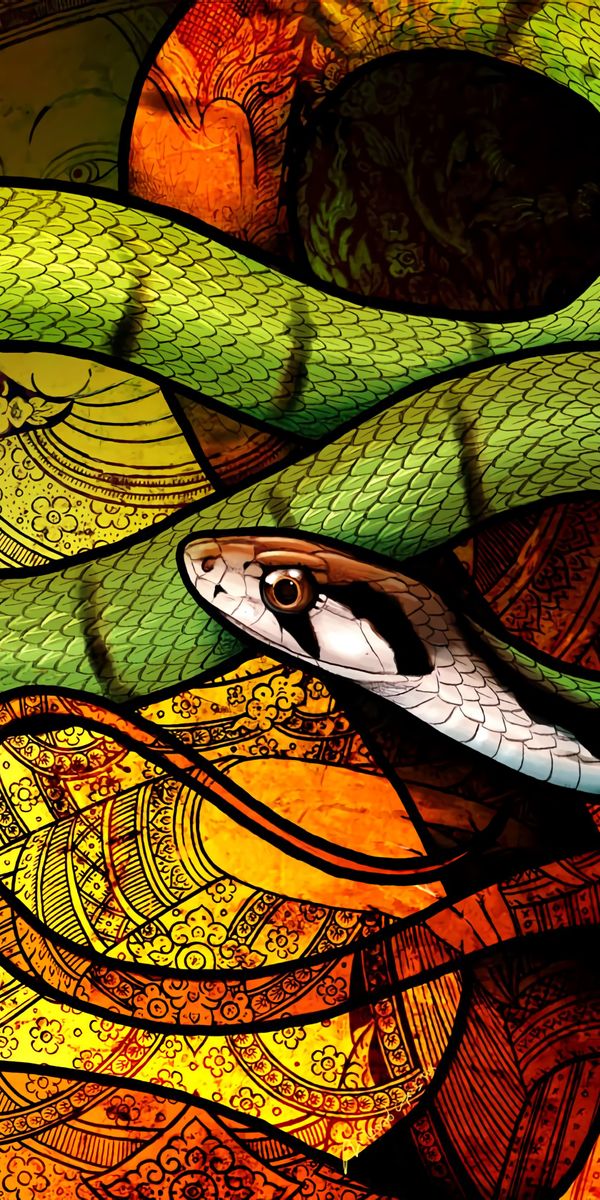 Beautiful Green Snake Art with Intricate Patterns