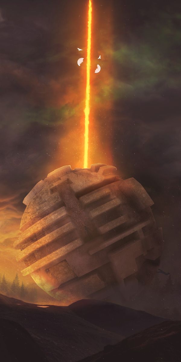 Futuristic Fire Ball: A Stunning Sci-Fi Phone Wallpaper