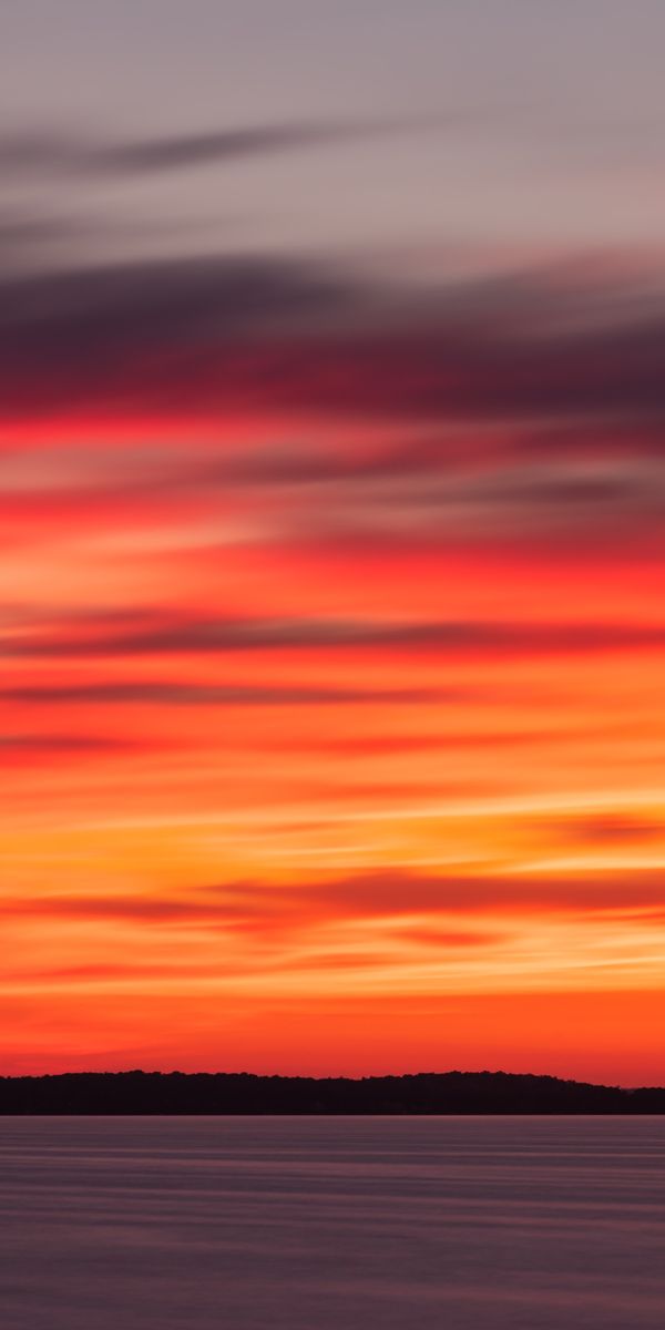 Breathtaking sunset wallpaper: Water, horizon, and nature's beauty