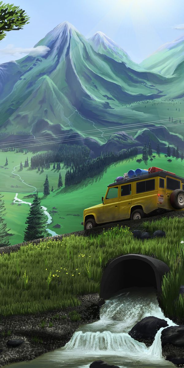 Jeep Adventure on Mountain Slopes - Stunning Phone Wallpaper