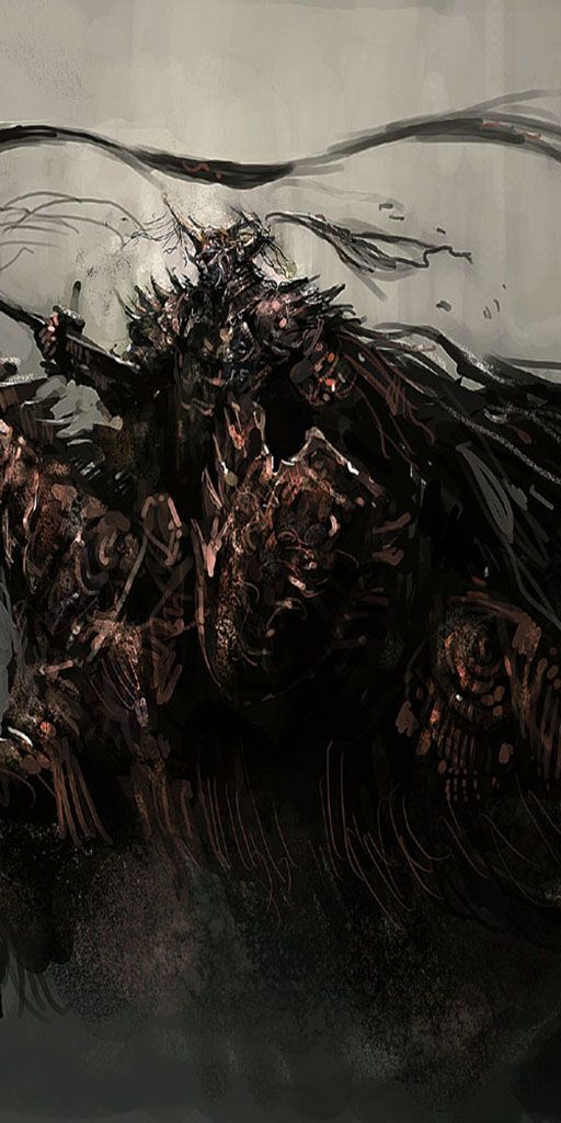 Dark Knight Warrior on Demon Horse - Epic Fantasy Mobile Wallpaper