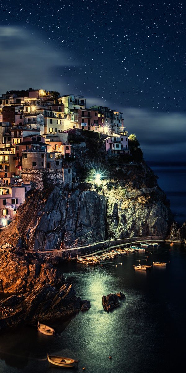 Enchanting Nightscape of Manarola, Cinque Terre, Italy