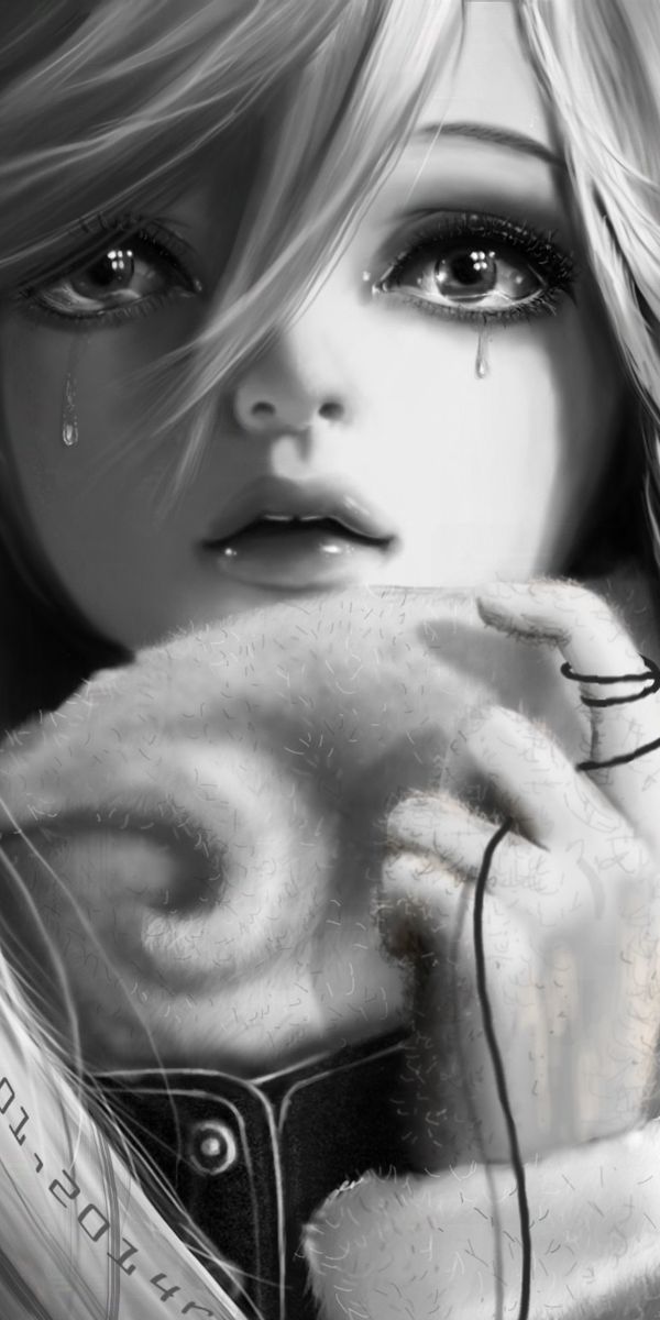 Emotional Anime Girl with Tears - 4K Phone Wallpaper for Your Device