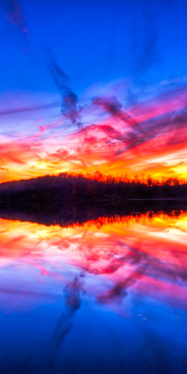 Colorful Sunset Reflected in a Calm River