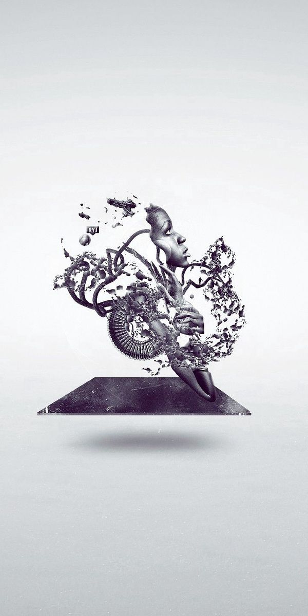 Abstract Explosion of a Girl Riding a Motorcycle