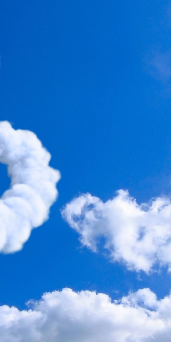 Cloud Hearts in a Bright Blue Sky - Perfect Mobile Wallpaper