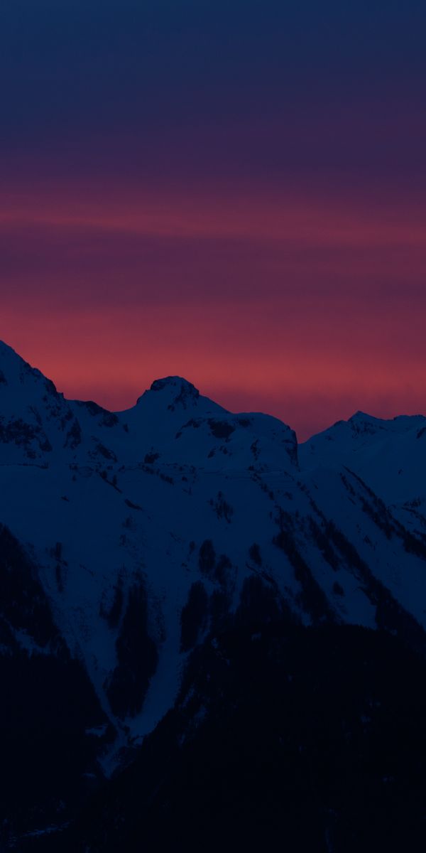 Breathtaking Snow-Covered Mountain Landscape at Sunset - Mobile Wallpaper