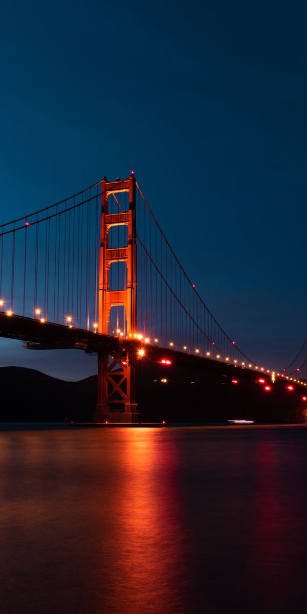 Phone wallpaper: Bridge, Cities, Lights, Lanterns, Night free download