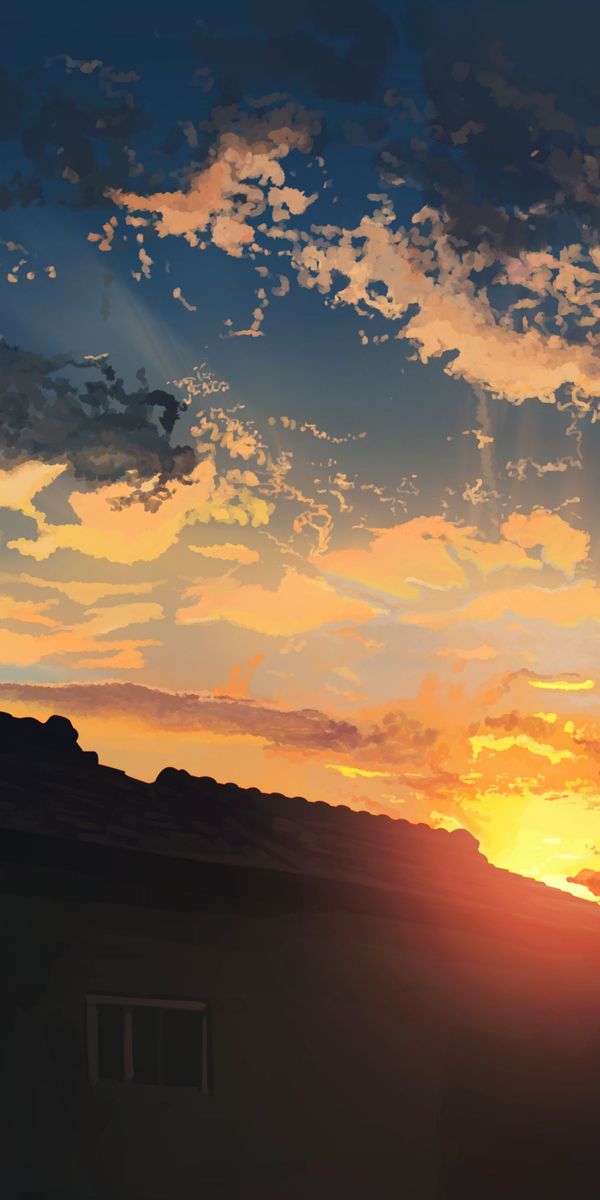 Phone wallpaper: Anime, Sunset free download