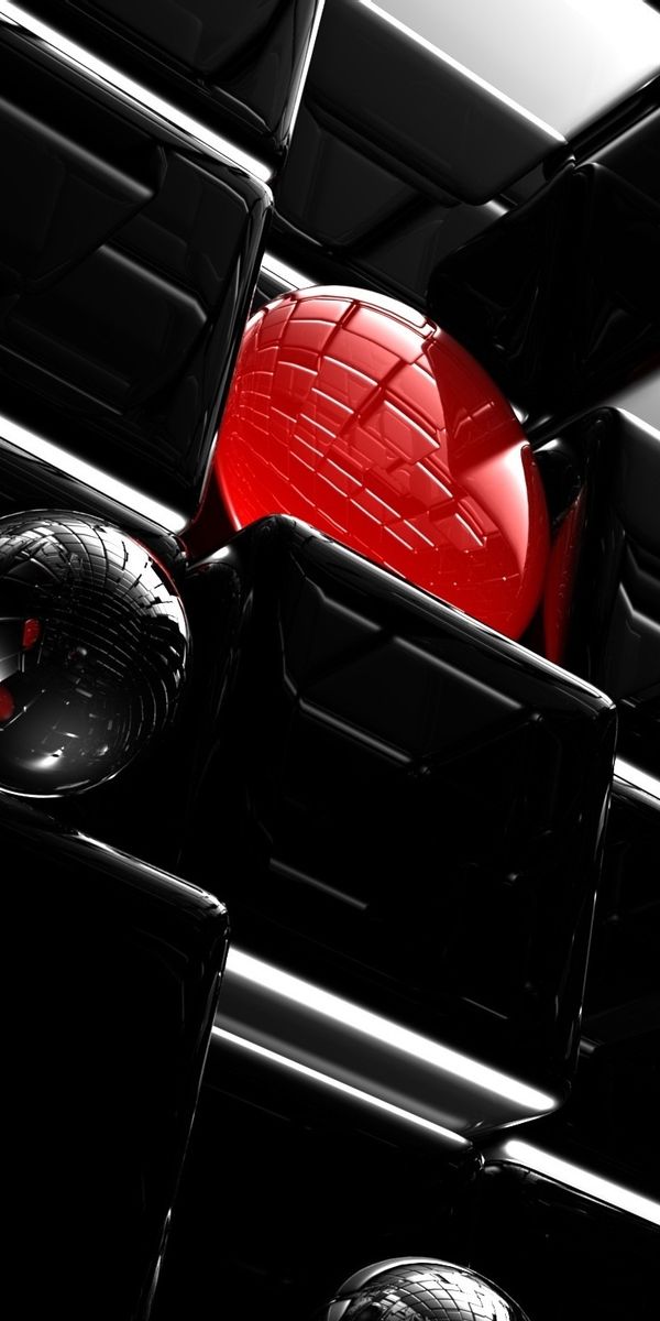 Captivating 3D Black and Red Cube Art Wallpaper
