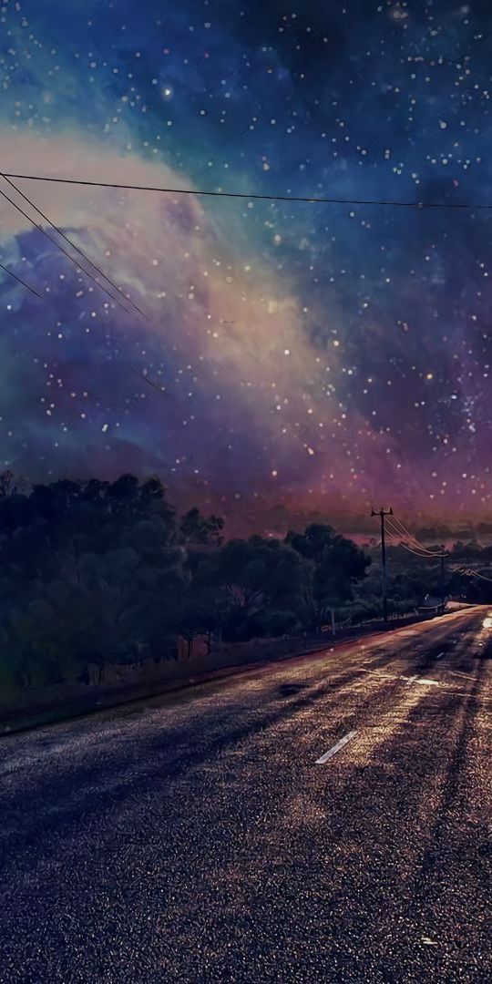 Captivating 4K Phone Wallpaper: A Road Under a Starry Sky