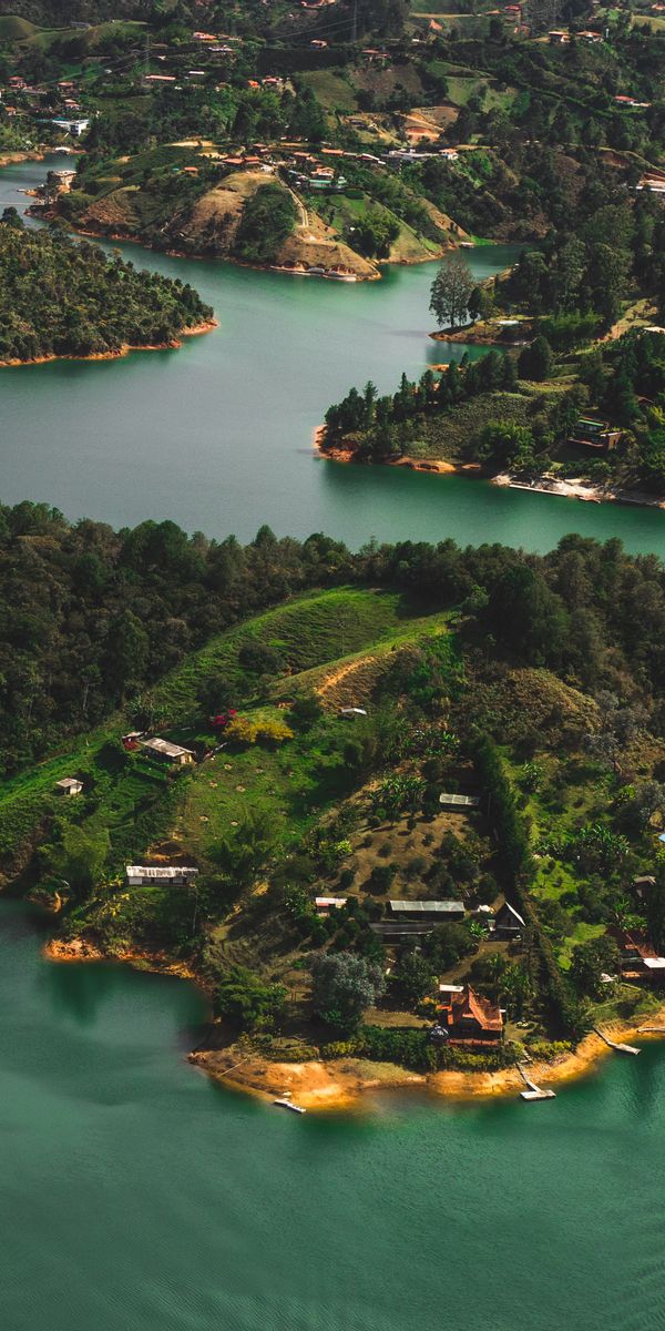 Breathtaking Aerial View of Lush Green Islands and Water