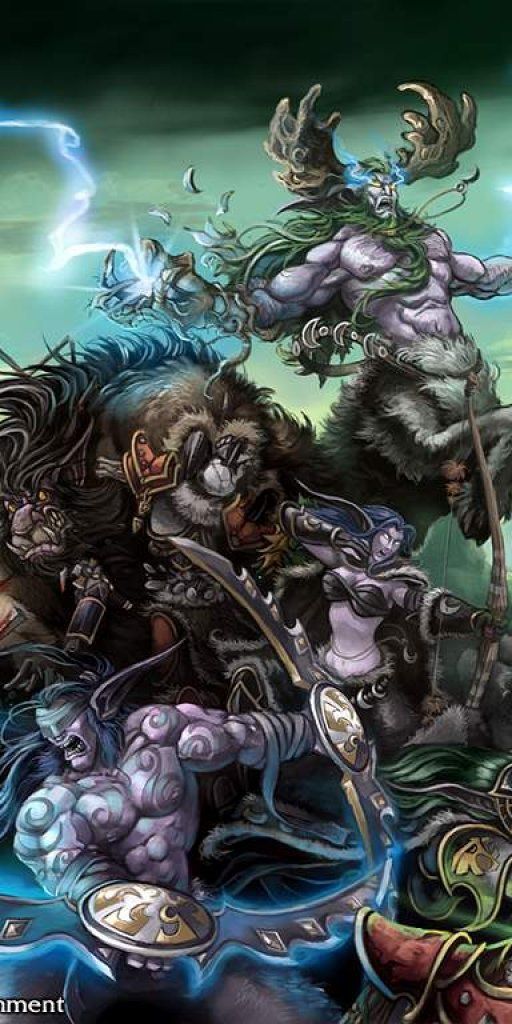 Dynamic Warcraft Phone Wallpaper Featuring Epic Battle and Iconic Characters