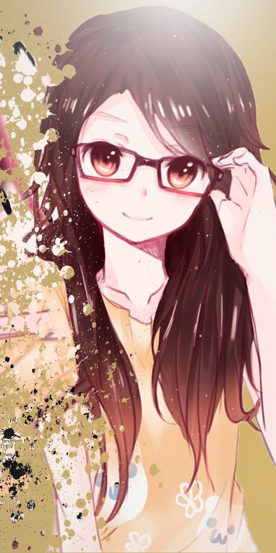 Charming Anime Girl with Glasses for Your Mobile Wallpaper