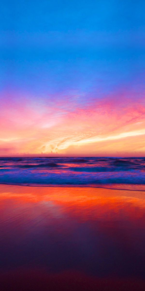 Breathtaking Colorful Sunset Over Beach Scenery