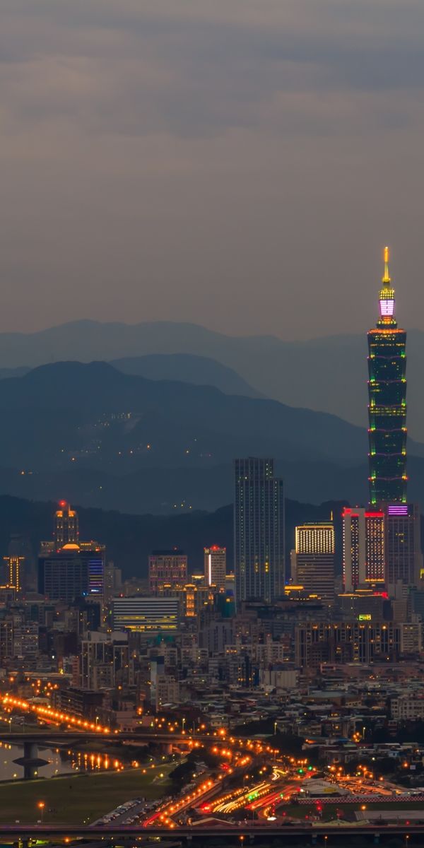 Phone wallpaper: Cities, Night, Mountain, Taiwan, Taipei, Man Made, Taipei 101 free download