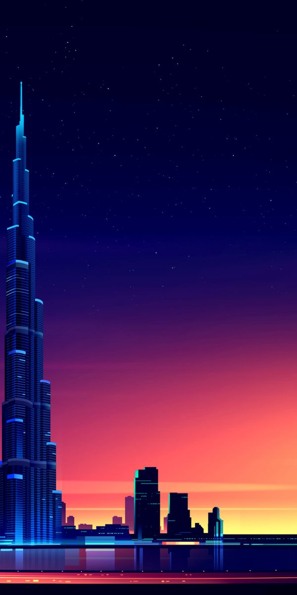 Mesmerizing Night Cityscape with Skyscrapers and Sunset Vibes
