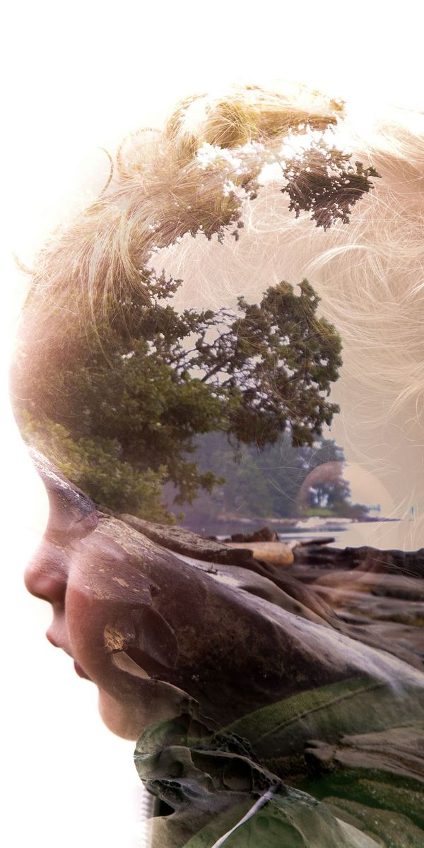 Phone wallpaper: Double Exposure, Profile, Nature, Child, Art, Face free download