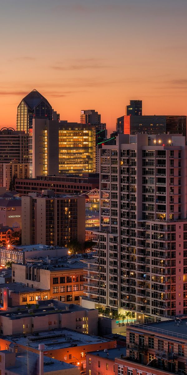 Phone wallpaper: Cities, Usa, City, Skyscraper, Building, Evening, San Diego, Man Made free download