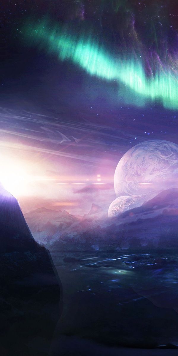 Enchanting Northern Lights and Cosmic Planet - Perfect Phone Wallpaper