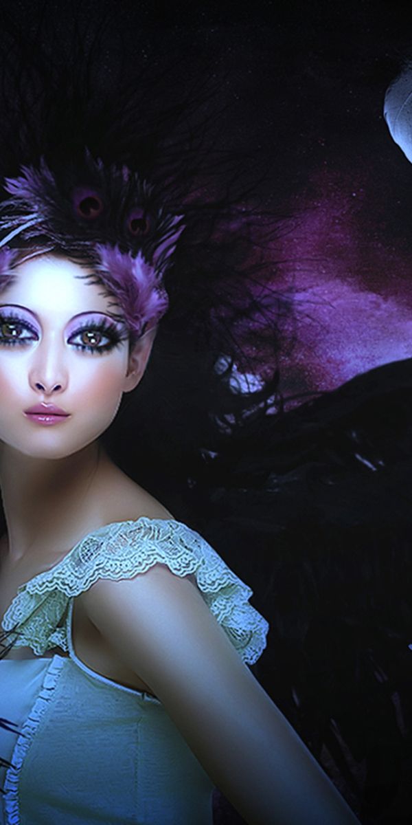 Phone wallpaper: Elf, Feather, Fantasy, Night free download