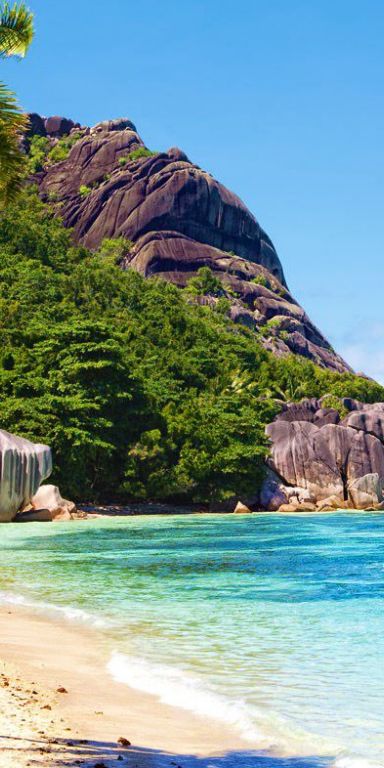 Breathtaking Seychelles Island Beach Scene for Phone Wallpaper