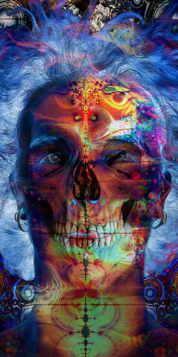 Psychedelic Skull with Artistic Dark Background