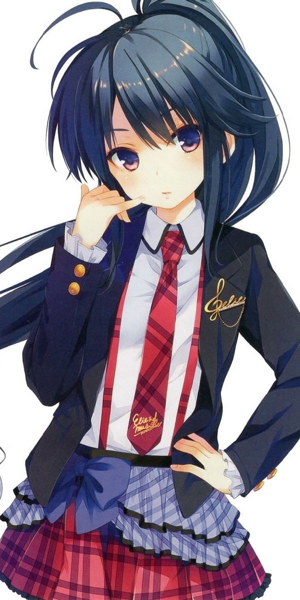 Charming Anime Girl in School Uniform - Perfect Mobile Wallpaper
