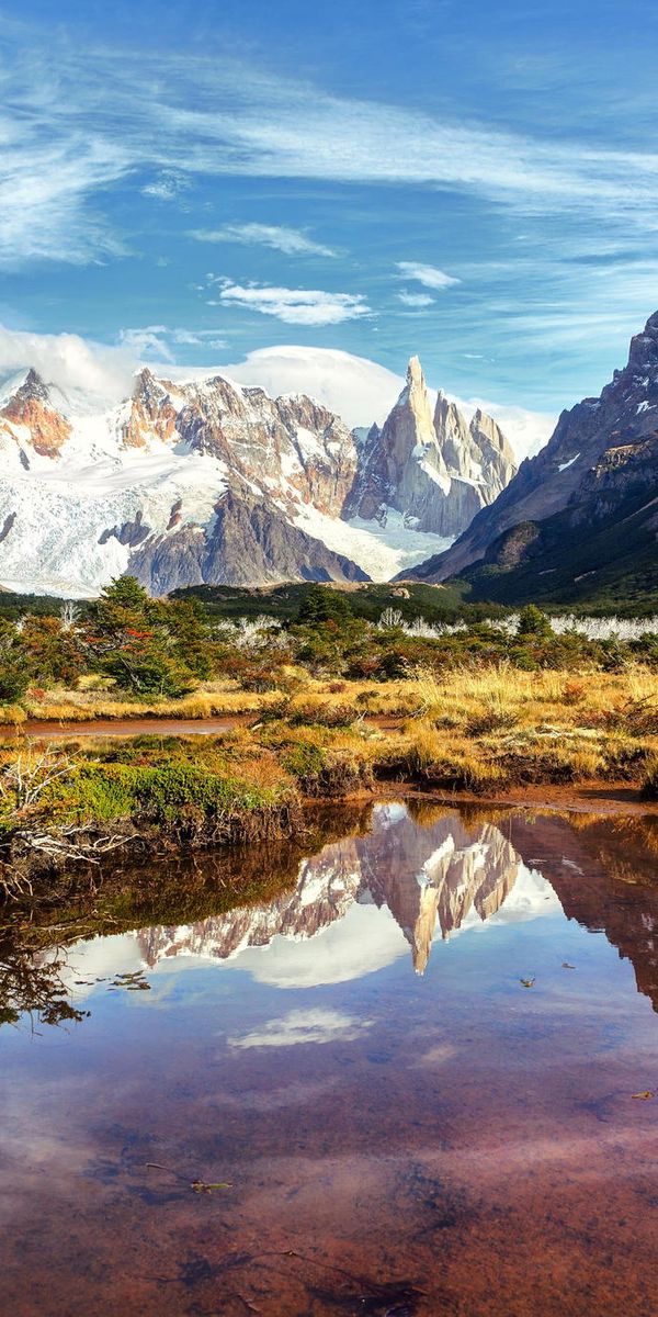 Phone wallpaper: Landscape, Nature, Mountains, Mountain, Lake, Reflection, Earth, Argentina, Patagon