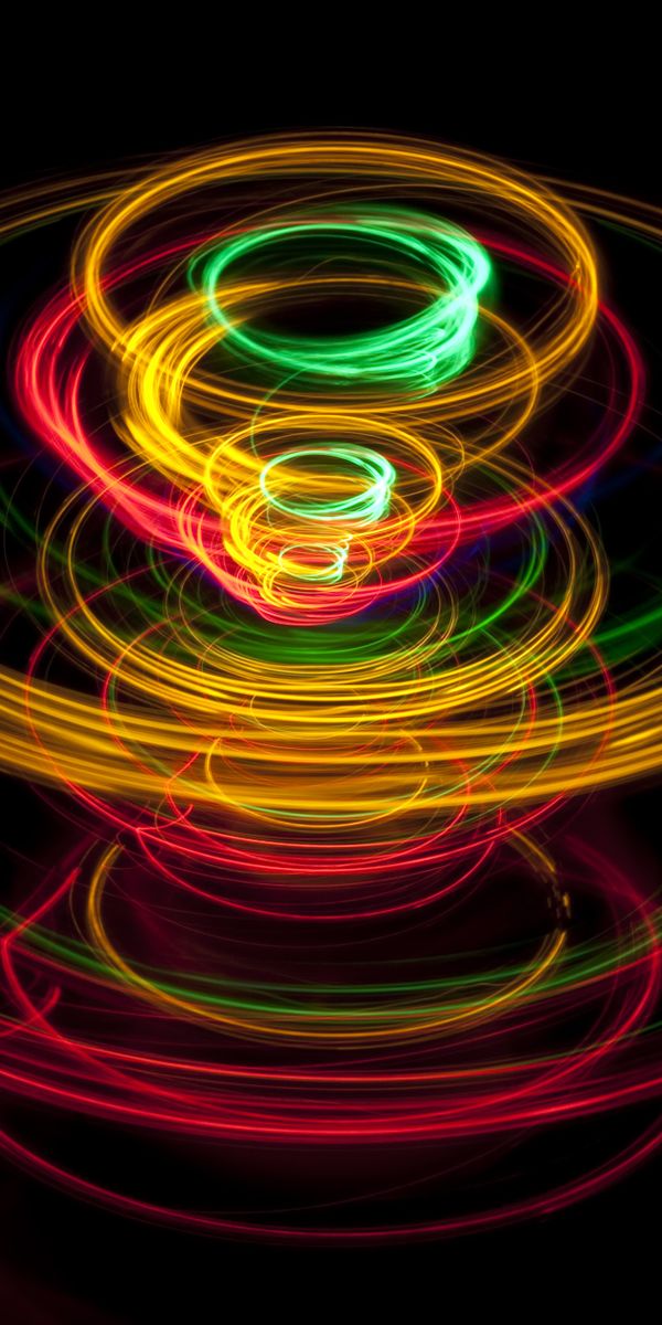 Phone wallpaper: Long Exposure, Motley, Multicolored, Circles, Glow, Light, Abstract, Shine free dow
