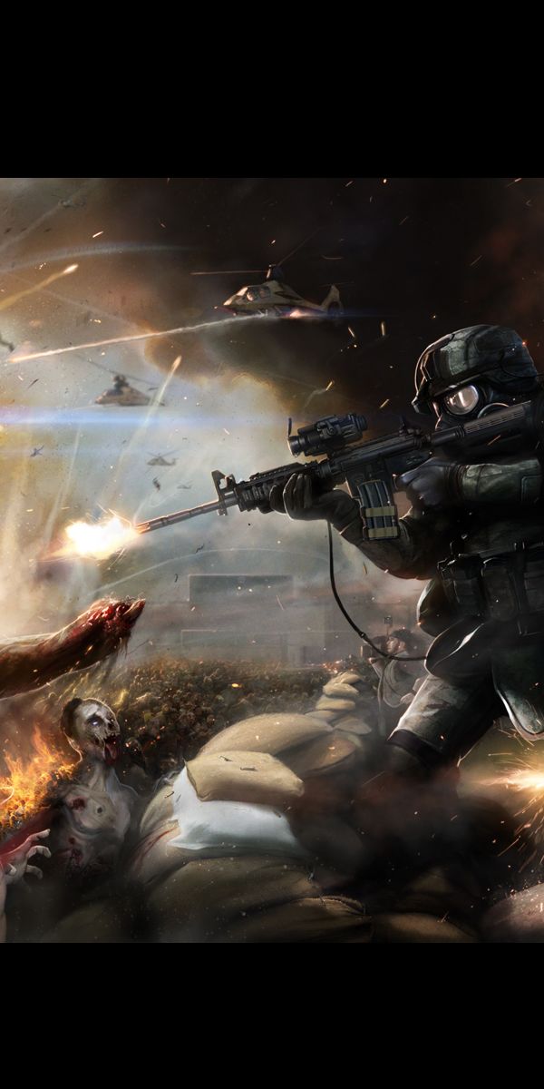 Intense Zombie War with Explosions and Dark Atmosphere