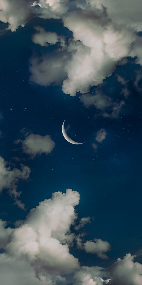 Beautiful Night Sky with Moon and Clouds for Phone Wallpaper