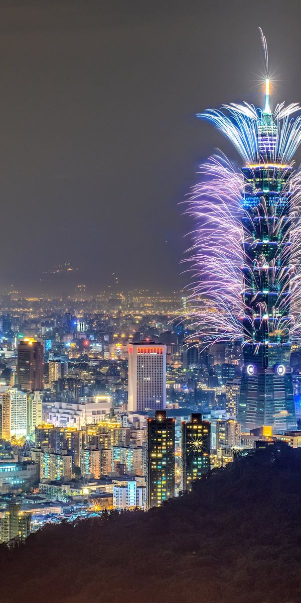 Phone wallpaper: Taipei, Cities, Man Made, Night free download