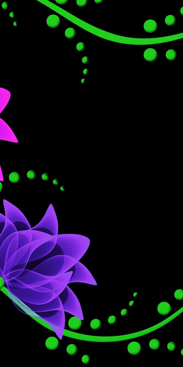 Artistic Neon Floral Mobile Wallpaper Featuring Colorful Flowers