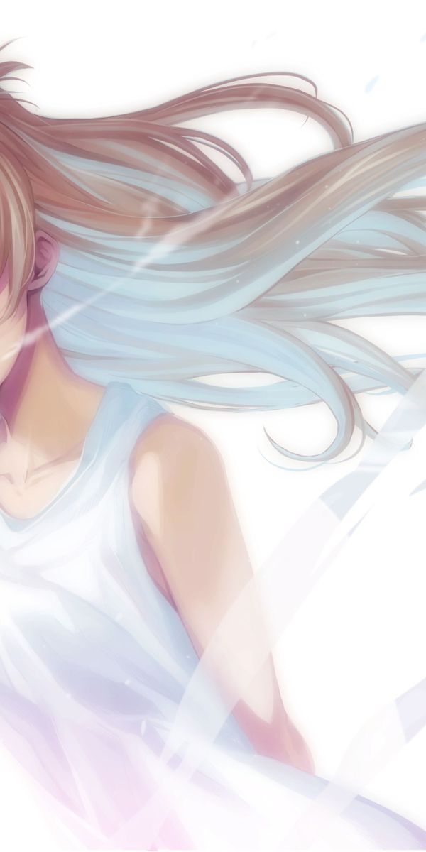 Phone wallpaper: Anime, Girl, Blonde, Red Eyes, Long Hair free download