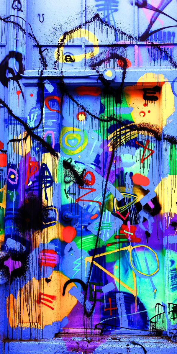 Multicolored Graffiti Door Art for Your Phone Wallpaper