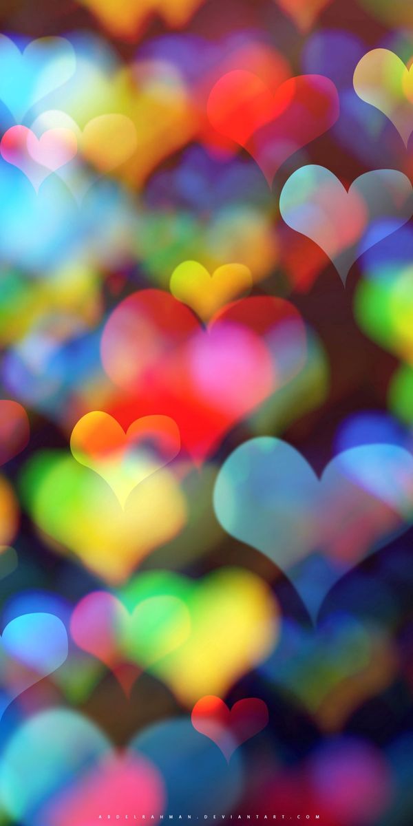 Colorful Heart Bokeh Mobile Wallpaper