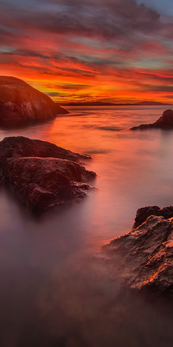 Phone wallpaper: Sunset, Sky, Ocean, Earth, Cloud, Orange (Color) free download