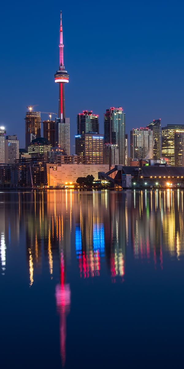 Phone wallpaper: Cities, City, Skyscraper, Building, Reflection, Canada, Light, Toronto, Ontario, Ma