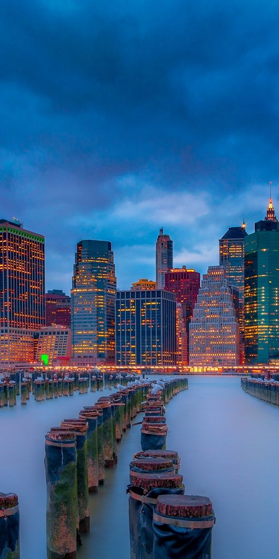 Phone wallpaper: Cities, Night, Usa, City, Skyscraper, Building, New York, Manhattan, Man Made free