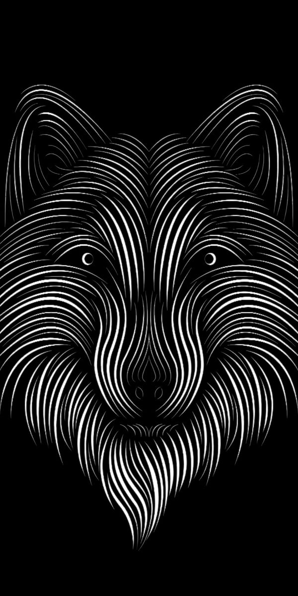 Phone wallpaper: Chb, Bw, Fox, Art, Lines free download