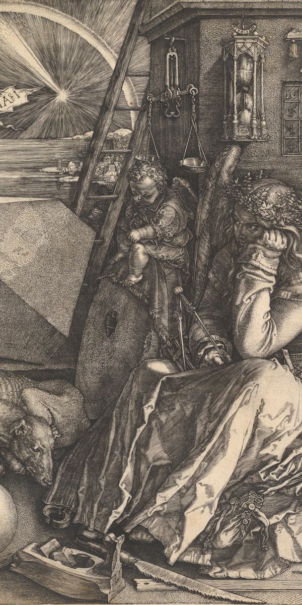 Melancholy: The Winged Genius Engraving by Albrecht Durer